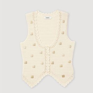 Sandro Ivory Crochet Knit Vest size 3